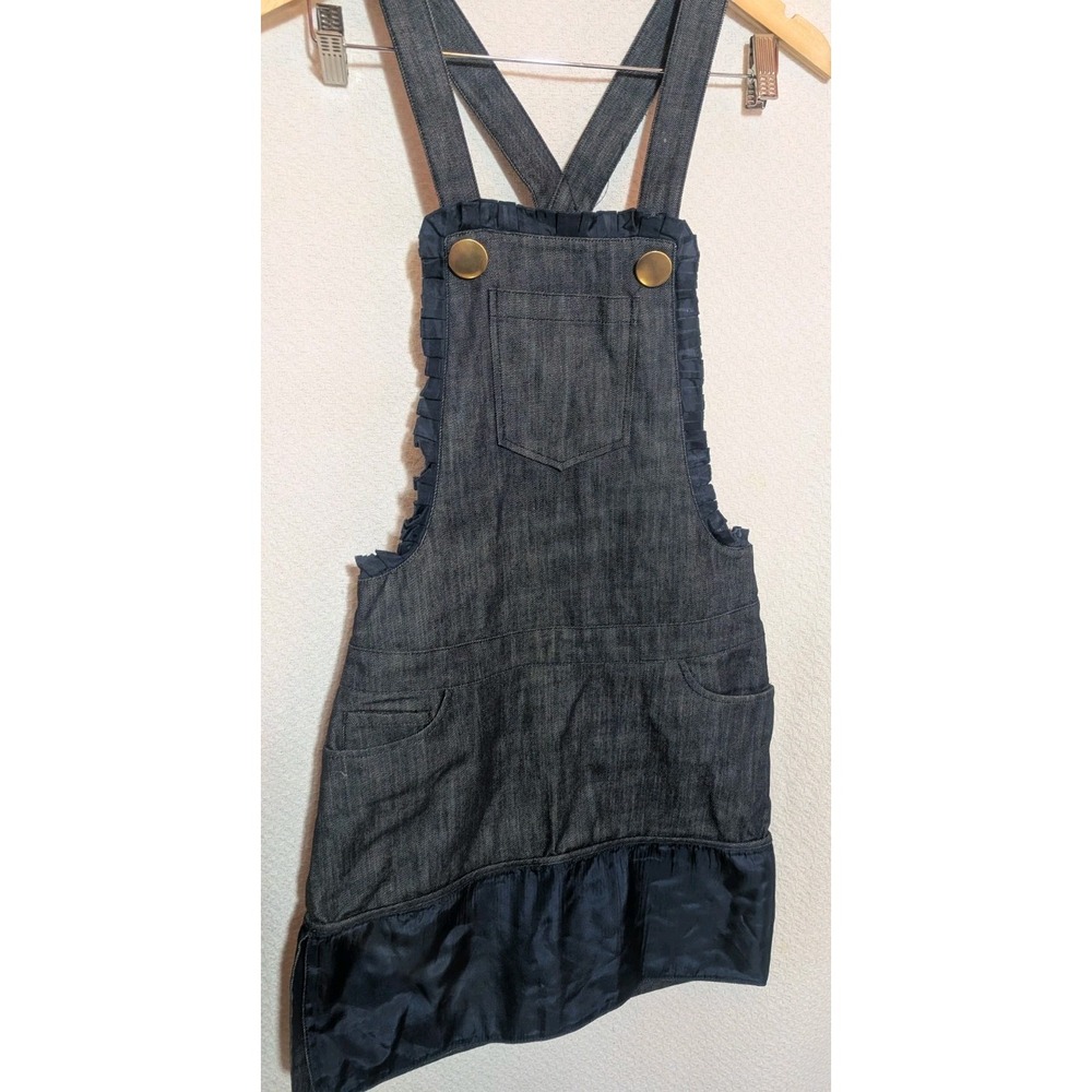 Manoush  Womens Denim Overall Mini Dress Size 36 US 4 Silk Cotton Ruffle France